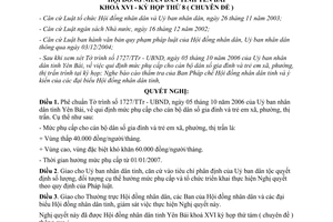 Nghị quyết 10/2006/NQ-HĐND phụ cấp cán bộ dân số gia đình trẻ em xã phường thị trấn Yên Bái