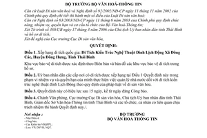 Quyết định 84/2006/QĐ-BVHTT xếp hạng di tích quốc gia  Di Tích Kiến Trúc Nghệ Thuật Đình Lịch Động Xã Đông Các, Huyện Đông Hưng, Tỉnh Thái Bình
