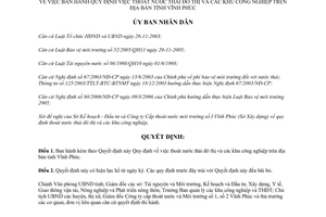 Quyết định 2485/QĐ-UBND 2006 thoát nước thải đô thị các khu công nghiệp Vĩnh Phúc