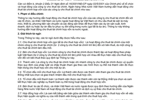 Thông tư 08/2006/TT-NHNN hướng dẫn hoạt động cho thuê tài chính hợp vốn công ty cho thuê tài chính theo Nghị định 16/2001/NĐ-CP