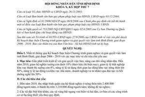 Nghị quyết 20/2006/NQ-HĐND Chương trình giảm nghèo giải quyết việc làm Bình Định