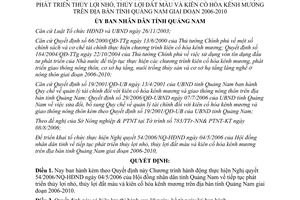Quyết định 49/2006/QĐ-UBND chương trình thực hiện Nghị quyết số 54/2006/NQ-HĐND Quảng Nam