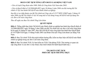 Quyết định 1573/QĐ-TLĐ năm 2006 thực hiện chế độ kế toán hành chính sự nghiệp