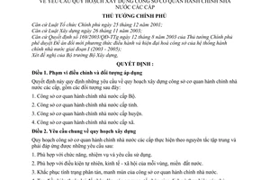 Quyết định 229/2006/QĐ-TTg  yêu cầu quy hoạch xây dựng công sở cơ quan hành chính nhà nước các cấp