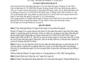 Quyết định 39/2006/QĐ-UBND thành lập phòng y tế quận 8