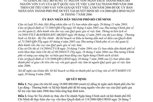 Quyết định 148/2006/QĐ-UBND giao chỉ tiêu bổ sung từ vốn ngân sách thành phố cho nguồn vốn vay Quỹ quốc gia việc làm,phê duyệt tại 118/2006/QĐ-UBND