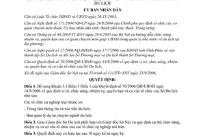 Quyết định 77/2006/QĐ-UBND bổ sung 70/2006/QĐ-UBND nhiệm vụ quyền hạn cơ cấu tổ chức Sở Du lịch Vĩnh Phúc