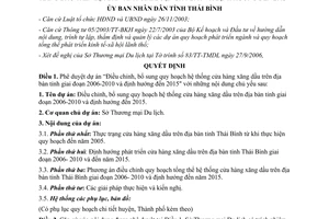 Quyết định 2274/QĐ-UBND 2006 Điều chỉnh bổ sung quy hoạch hệ thống cửa hàng xăng dầu Thái Bình