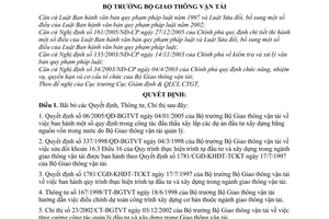 Quyết định 33/2006/QĐ-BGTVT bãi bỏ Quyết định, Thông tư, Chỉ thị  Bộ Giao thông vận tải