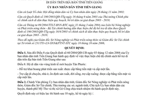 Quyết định 56/2006/QĐ-UBND sửa đổi chế độ hỗ trợ di dân Tiền Giang
