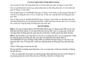 Quyết định 37/2006/QĐ-UBND mức thu học phí các cơ sở giáo dục công lập Kiên Giang
