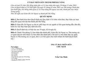 Quyết định 92/2006/QĐ-UBND tổ chức triển khai các hoạt động đối ngoại trên