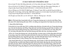 Quyết định 63/2006/QĐ-UBND quy hoạch phát triển trung tâm thương mại siêu thị Đồng Tháp
