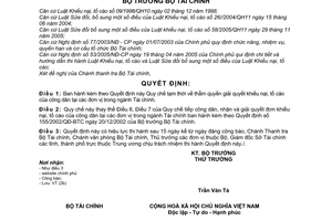 Quyết định 56/2006/QĐ-BTC thẩm quyền giải quyết khiếu nại, tố cáo của công dân tại đơn vị ngành Tài chính