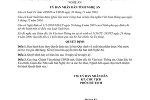 Quyết định 105/2006/QĐ-UBND xuất bản phẩm được tài trợ trợ giá Nghệ An