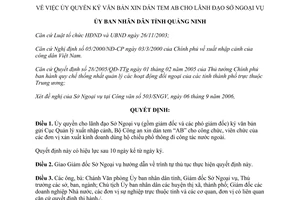 Quyết định 3226/QĐ-UBND năm 2006 ủy quyền ký văn bản xin dán tem AB cho lãnh đạo