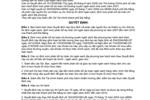 Quyết định 95/2006/QĐ-UBND  phân cấp nguồn thu nhiệm vụ chi, thời kỳ ổn định ngân sách, định mức phân bổ dự toán