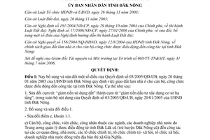 Quyết định 41/2006/QĐ-UBND sửa đổi Quyết định 03/2005/QĐ-UB Đăk Nông