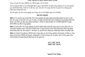 Quyết định 2574/QĐ-CTUBND 2006 về ủy quyền cấp phép hoạt động điện lực tỉnh Bình Định