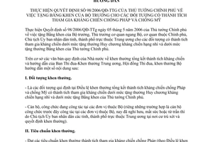 Hướng dẫn 3801/HD-BNV năm 2006 tặng bằng khen đối tượng tham gia kháng chiến