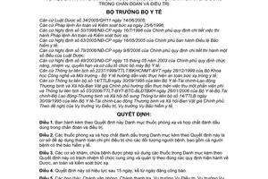Quyết định 33/2006/QĐ-BYT  Danh mục thuốc phóng xạ hợp chất đánh dấu trong chẩn đoán điều trị