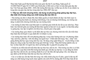 Chỉ thị 49/2006/CT-BGDĐT nhiệm vụ trọng tâm giáo dục đại học năm học 2006 – 2007