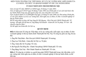Quyết định 189/2006/QĐ-UBND kiện toàn Tổ công tác Tiếp nhận, xử lý vướng mắc, kiến nghị cá nhân, tổ chức doanh nghiệp thủ tục hành chính