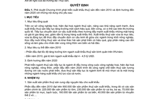 Quyết định 242/2006/QĐ-TTg Chương trình phát triển xuất khẩu thuỷ sản đến 2010-2020