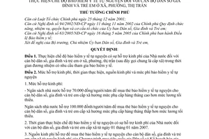 Quyết định 240/2006/QĐ-TTg chế độ BHYT tự nguyện cán bộ dân số, gia đình và trẻ em xã, phường, thị trấn