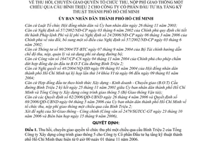 Quyết định 155/2006/QĐ-UBND thu hồi, chuyển giao quyền thu, nộp phí giao thông 1 chiều qua cầu Bình Triệu 2 cho CTCP Đầu tư hạ tầng kỹ thuật TP HCM