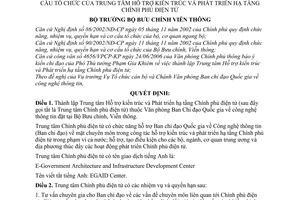 Quyết định 992/QĐ-BBCVT thành lập chức năng, nhiệm vụ, quyền hạn cơ cấu tổ chức Trung tâm Hỗ trợ kiến trúc Phát triển hạ tầng chính phủ điện tử