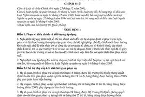 Nghị định 122/2006/NĐ-CP chế độ chính sách đối với hạ sĩ quan binh sĩ hướng dẫn Luật sửa đổi, bổ sung một số điều của Luật Nghĩa vụ quân sự năm 2005