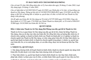 Quyết định 2343/2006/QĐ-UBND kiện toàn tổ chức hệ thống Thanh tra xây dựng