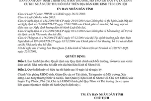 Quyết định 115/2006/QĐ-UBND chính sách bồi thường, hỗ trợ tài sản tái định cư khu kinh tế Nhơn Hội