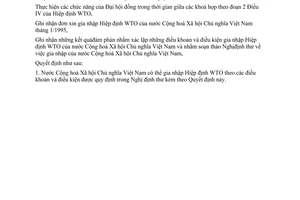 Dự thảo quyết định  305/WTO/CK  gia nhập của nước Cộng Hòa Xã Hội Chủ Nghĩa Việt Nam