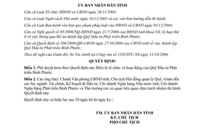 Quyết định 107/2006/QĐ-UBND điều lệ hoạt động Quỹ Đầu tư Phát triển Bình Phước