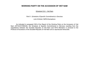 WTO_ No. 318/WTO/CK Schedule of Specific Commitments in Services