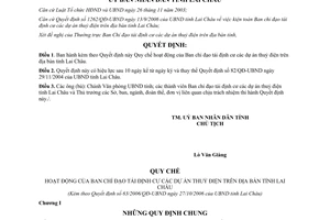 Quyết định 63/2006/QĐ-UBND Quy chế hoạt động của Ban chỉ đạo tái định cư dự án thuỷ điện Lai Châu