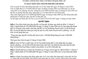 Quyết định 157/2006/QĐ-UBND điều chỉnh mức phụ cấp khu phố, ấp