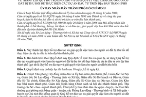 Quyết định 156/2006/QĐ-UBND thành lập Quỹ hỗ trợ đào tạo giải quyết việc làm người có đất bị thu hồi thực hiện dự án đầu tư thành phố Hồ Chí Minh