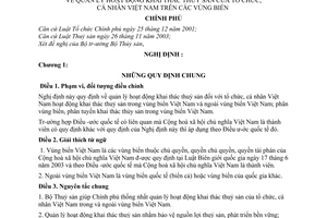Nghị định 123/2006/NĐ-CP quản lý hoạt động khai thác thuỷ sản tổ chức, cá nhân Việt Nam trên vùng biển