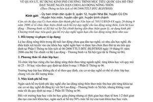 Hướng dẫn 6266/LS-LĐTBXH-TC quản lý, sử dụng kinh phí Chương trình quốc gia dạy nghề ngắn hạn lao động nông thôn