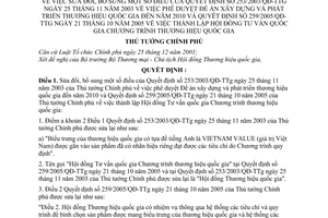 Quyết định 250/2006/QĐ-TTg  Đề án xây dựng phát triển thương hiệu quốc gia  sửa đổi 253/2003/QĐ-TTg,259/2005/QĐ-TTg