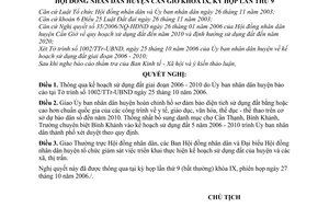 Nghị quyết 49/2006/NQ-HĐND thông qua kế hoạch sử dụng đất giai đoạn 2006 - 2010  Cần Giờ