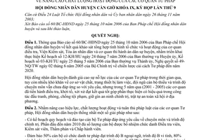 Nghị quyết 48/2006/NQ-HĐND nâng cao chất lượng hoạt động của các cơ quan tư pháp huyện Cần Giờ