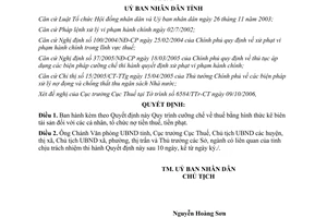 Quyết định 236/2006/QĐ-UBND quy trình cưỡng chế thuế bằng kê biên tài sản Bình Dương