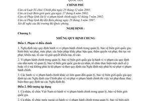 Nghị định 129/2006/NĐ-CP xử phạt vi phạm hành chính trong quản lý, bảo vệ biên giới quốc gia