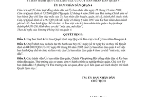 Quyết định 552/2006/QĐ-UBND  quy chế làm việc Ủy ban nhân dân Quận 4