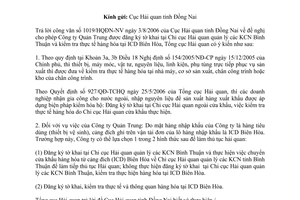 Công văn 5256/TCHQ-GSQL  thủ tục hải quan hàng nhập khẩu chuyển cửa khẩu