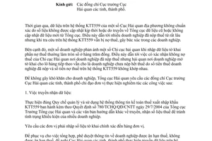 Công văn 5469/TCHQ-KTTT hướng dẫn nghiệp vụ khi số liệu trên hệ thống KTT559, quản lý rủi ro không chính xác